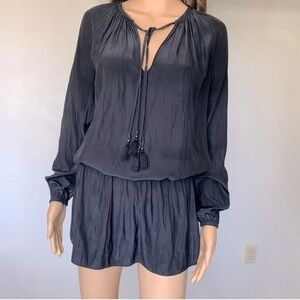 Ramy Brook New York Blouson Dress, Size M, Dk. Green, Dropped Shirred Wa…